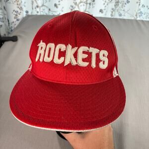 Retro Houston Rockets Reebok NBA Red Fitted Hat Size 7 1/8 Hardwood Classics